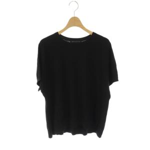 vingt-trois クルーネック半袖ニット カットソー 38 ブラック /DO OS