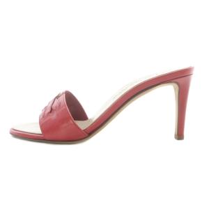 YVES SAINT LAURENT ヒール ミュール レザー 36 赤 レッド /SR