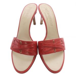 YVES SAINT LAURENT ヒール ミュール レザー 36 赤 レッド /SR