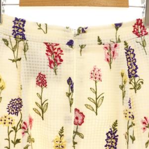 TOCCA Nicolai Bergmann フラワーエンブロイダリー格子柄スカート フレア 2 アイボリー マルチカラー