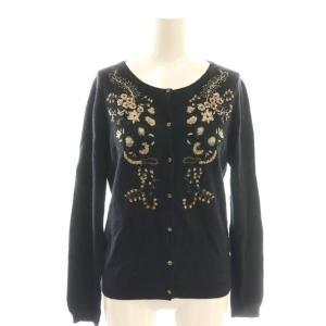 刺繍 ニット カーディガン アンゴラ混 1 ブラック /DF OS