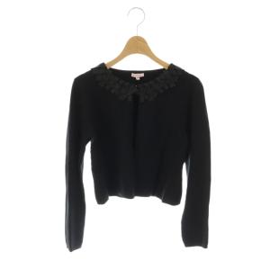 リボン カーディガン ニット M ブラック /DF OS