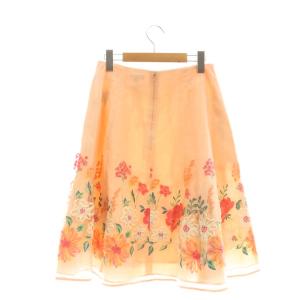 TOCCA MIRAGE スカート フレア ひざ丈 刺繍 2 サーモンピンク /DF OS