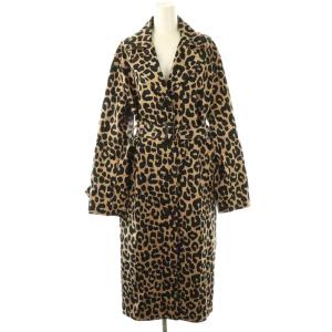 レオパード オーバーサイズド トレンチ コート ロング XS ベージュ ブラック CQ219 /HK OS