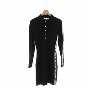 ロゴテープ ポロネックドレス ワンピース タイト XS ブラック 黒 ホワイト 白 /CX OS
