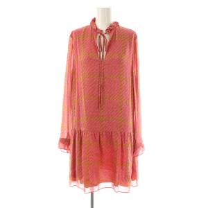 ボニー カシン プラッド ドロップ ウエスト ミニ ドレス ワンピース 4 レッド CA381 /DF