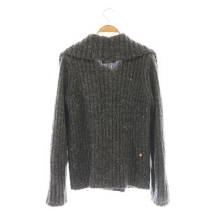 MUVEIL フラワーボタン スパンコール入りカーディガン ニット 38 グレー /DF OS