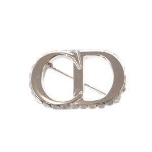 ロゴ クリスタル ブローチ シルバーカラー