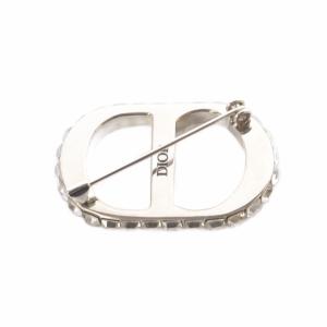 Christian Dior ロゴ クリスタル ブローチ シルバーカラー