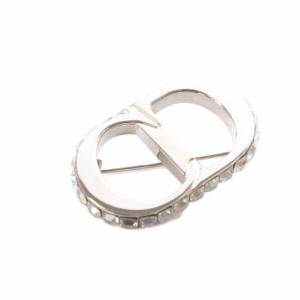 Christian Dior ロゴ クリスタル ブローチ シルバーカラー