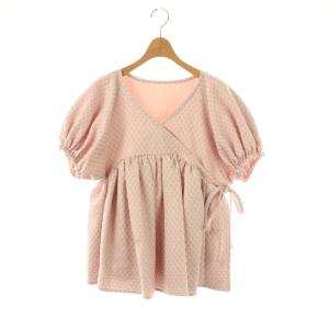 ラメジャガードカシュクールトップス カットソー M ピンク /DF OS