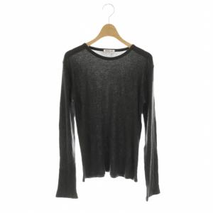 クルーネックリブニット カットソー カシミヤ混 ダークグレー /DO OS