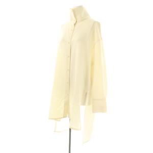 CABaN ウールツイル ハイネックロングシャツ ブラウス 長袖 前開き S アイボリー /NR OS