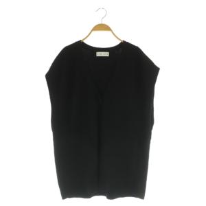 23SS Pin-tuck knit vest ベスト Vネック F ブラック /MY OS