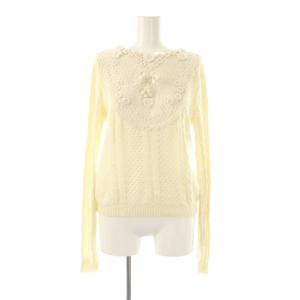 フロントリボンレースニット プルオーバー S アイボリー /DF OS SH