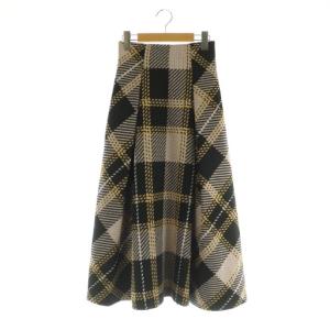 ロービングチェックロングスカート フレア 0 ブラック /MY OS