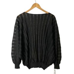 シアー ニット 長袖 セーター リネン混 2 M 黒 ブラック 19041-04278 FY