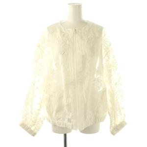 シアー ブルゾン ジャケット ノーカラー 3L ホワイト /HK OS