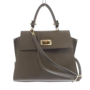 レザー 2way ショルダーバッグ ハンドバッグ 茶色 ブラウン /SR