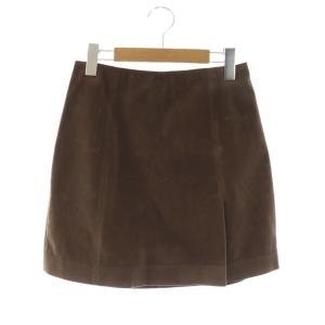 25AW レザーライクアシメタックミニスカート 台形スカート 1 ブラウン /DF OS