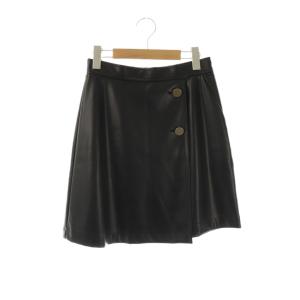 24SS フェイクレザーミニスカート フレア 36 黒 /NR OS