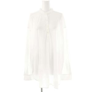 FLUID JERSEY LONGLINE BLOUSE ヘンリーネックカットソー 長袖 XS ホワイト