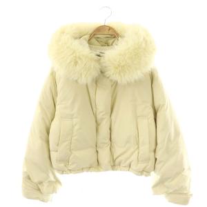 24AWフードファーショートダウンジャケット アウター フェイクファー F クリーム色 /CX OS