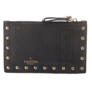 VALENTINO GARAVANI ロックスタッズ カードケース コインケース 小銭入れ レザー ブラック /YO4