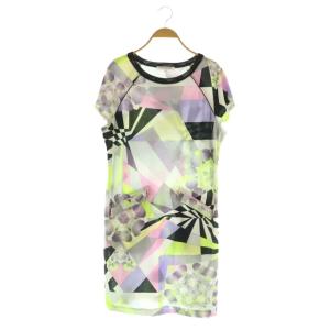 カンカン素材 総柄 ワンピース 半袖 ミニ 42 マルチカラー /MY OS