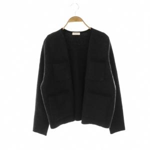 ウールナイロンブークレー フロントオープンカーディガン ニット 長袖 S ダークグレー 黒 /NR OS
