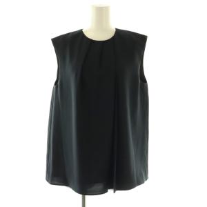 コンフォートストレッチツイルアシンメトリータックブラウス 36 ネイビー /DO OS