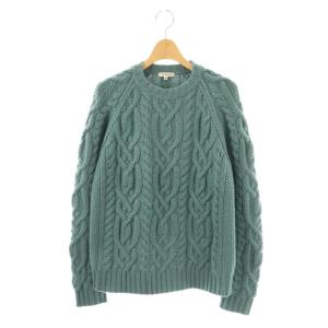カシミヤケーブルニット セーター 長袖 38 ブルー /NR OS