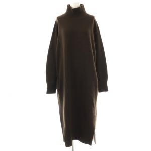 ウールカシミヤ ハイネックニットワンピース 36 ブラウン