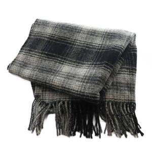 LOUNGE LIZARD ウール マフラー WOOL MUFFLER チェック柄 F グレー /SS OS AD