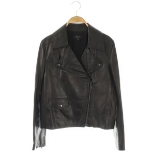 LUXE LEATHER MOTO JKT ラムレザーダブルライダースジャケット ジップアップ S ブラック