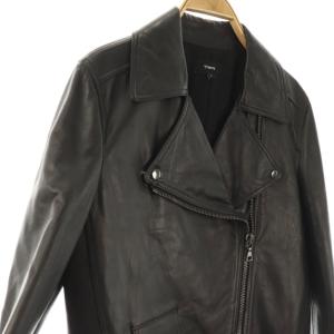 Theory LUXE LEATHER MOTO JKT ラムレザーダブルライダースジャケット ジップアップ S ブラック