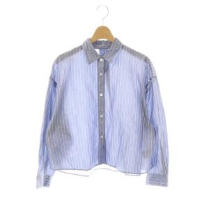 25SS ストライプ 長袖シャツ ラメ 36 ブルー /DF OS