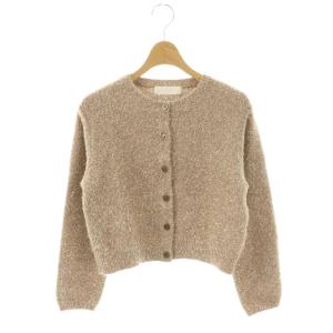 ソフィー sophi 24AW カシミヤ混キラキラフェザークルーネックカーディガン 38 ベージュ ゴールド色