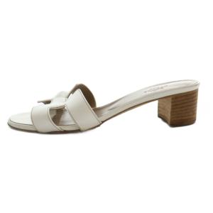 HERMES Oasis サンダル 37 ホワイト ブラウン