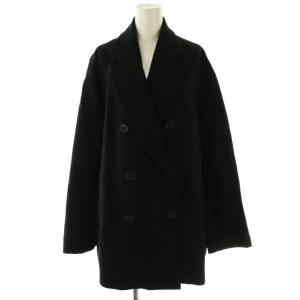 ウールダブルボタンコート ミドル丈 ブラック /HK OS