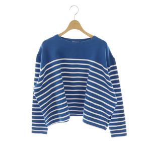 25SS ファインコットンスムースボーダープルオーバー ニット セーター 長袖 青 白 /NR OS