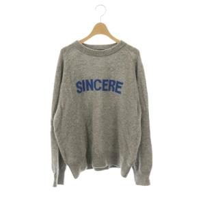 24AW ラグランロゴニットプルオーバー ニット セーター 長袖 ウール グレー /NR OS