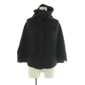 23AW ケープ ポンチョ ウール リブニット ファインウール 黒 ブラック /MI OS