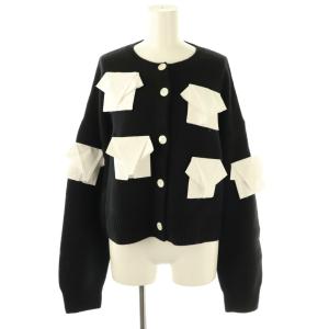 25SS ELEPHANT KNIT CARDIGAN 38 ブラック ホワイト