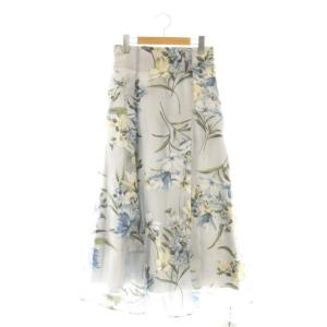 ブーケオパールフレアスカート シアー 38 グレー マルチカラー 花柄 フローラル /CX OS SH