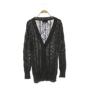 ラメ カーディガン ニット Vネック F ダークグレー /DF OS