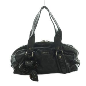 ハンドバッグ ボストンバッグ レザー 黒 ブラック /MI OS OH