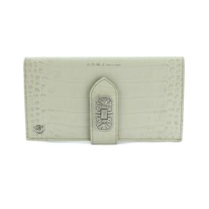 長財布 小銭入れ 型押し レザー ラインストーン ホワイト 白 19SC120502C /MI OS