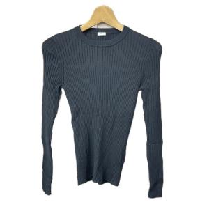 6x3リブクルーネックプルオーバー ニット カットソー 長袖 ブラック FY