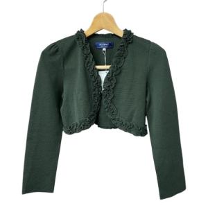 タグ付き フリル カーディガン ボレロ ニット ウール 長袖 38 グリーン FY